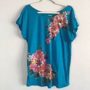 Express|Blue Floral top|Size:L